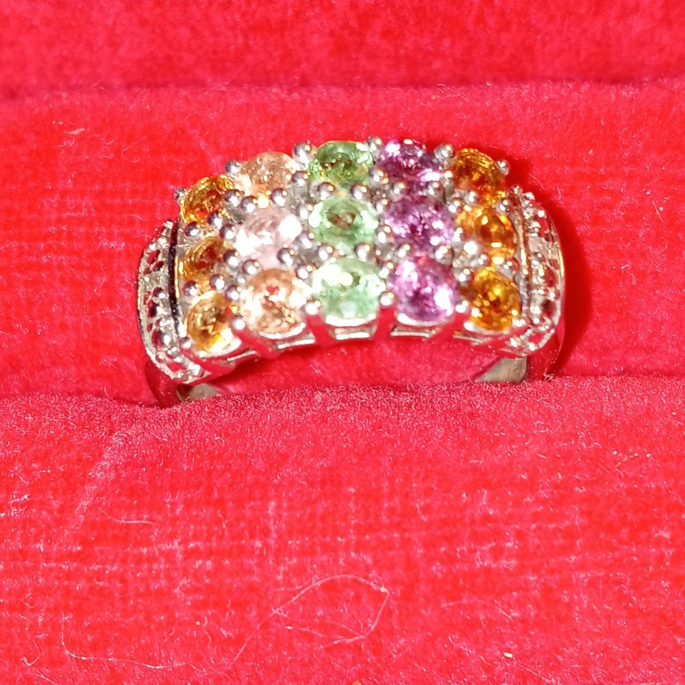 Beautiful STS 15 Stone multicolored ring size 7